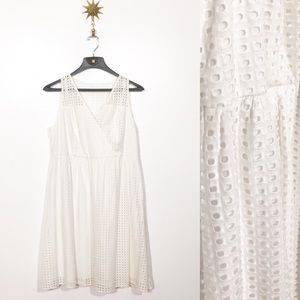 Lane Bryant white eyelet faux wrap tank dress